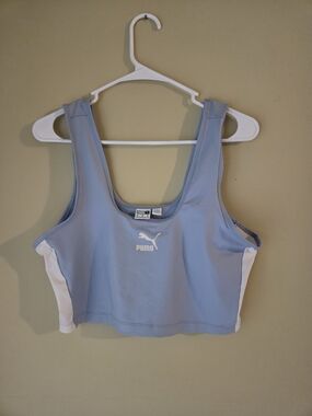 Puma Light Blue & White Athletic Sports Bra